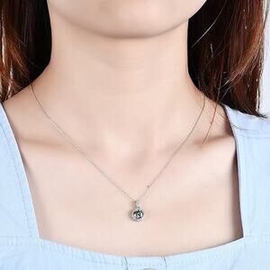 Moissanite Necklace for Women 925 Sterling Silver Round Pendant Necklace